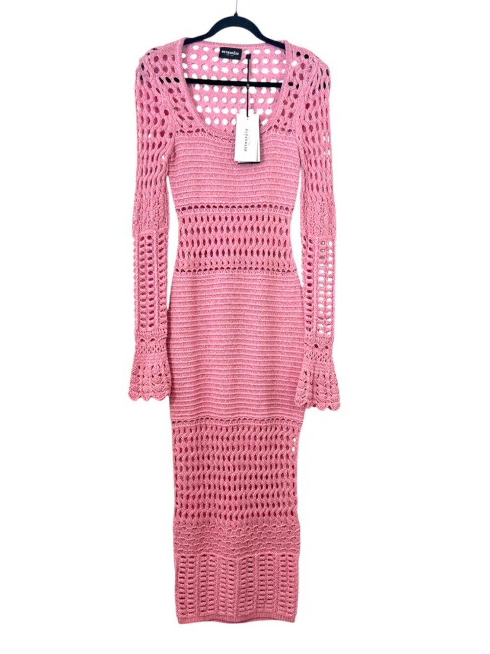 Retrofete Airie Crochet Dress in Metallic Peony New $528